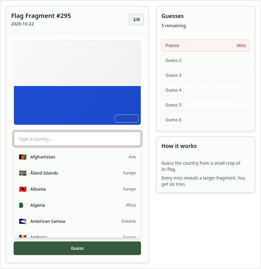 How to play Flag Fragment: example round