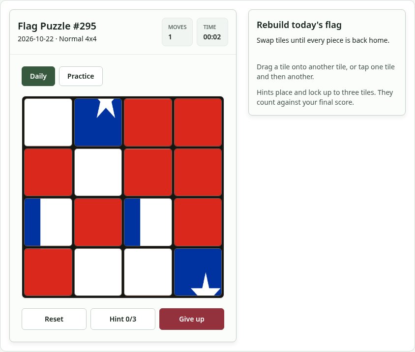 How to play Flag Puzzle: example round